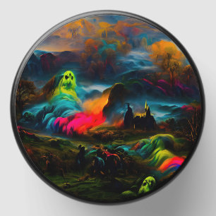 Neon Ghosts in a Haunted Fantasy Landscape Mini Candle Favors