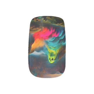 Neon Ghosts in a Haunted Fantasy Landscape Minx Nail Art
