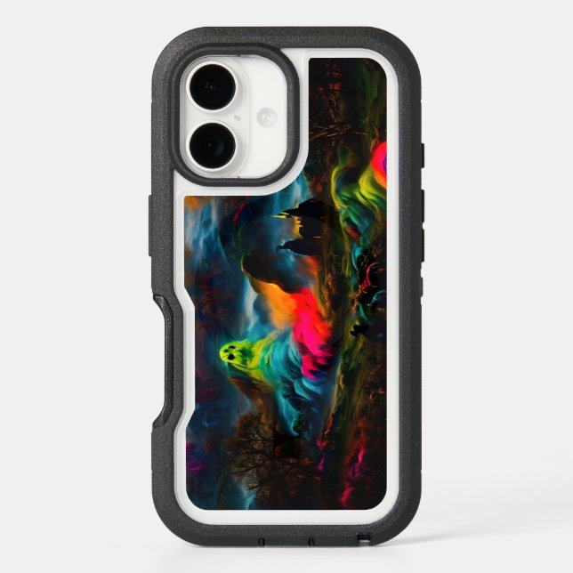 Neon Ghosts in a Haunted Fantasy Landscape Otterbox iPhone Case (Back)