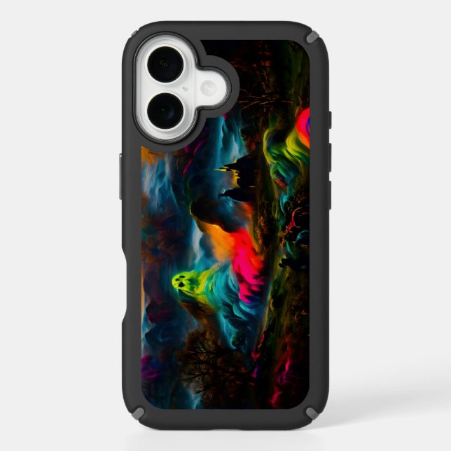 Neon Ghosts in a Haunted Fantasy Landscape Speck iPhone Case (Front)