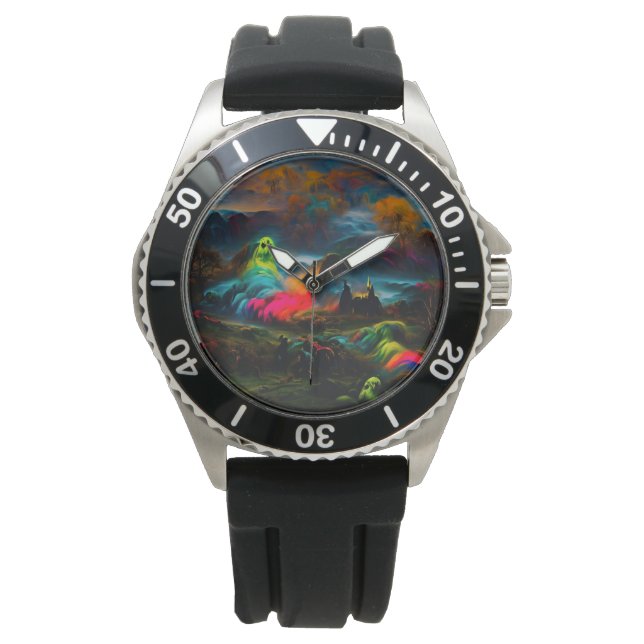 Neon Ghosts in a Haunted Fantasy Landscape Watch (Front)