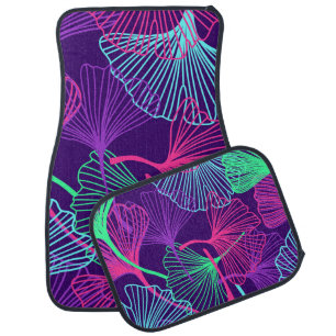 Neon Gingko Leaves: Bright Floral. Car Floor Mat