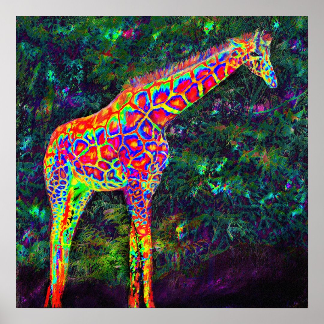 neon giraffe poster | Zazzle
