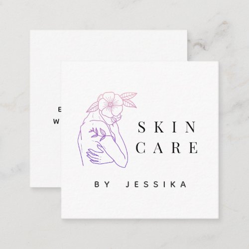 Neon Girl Aesthetics Social Media Skincare Beauty Square Business Card