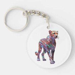 Neon Glass Cheetah Art – Colorful Energy Speed Ani Keychain