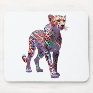 Neon Glass Cheetah Art – Colorful Energy Speed Ani Mouse Pad