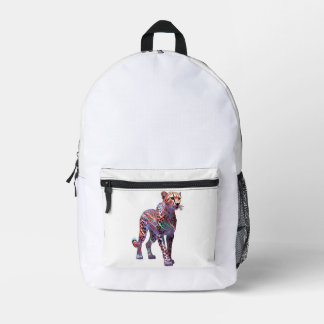 Neon Glass Cheetah Art – Colorful Energy Speed Ani Printed Backpack