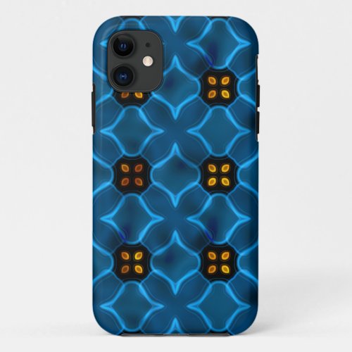 Neon Glass Gold Blue iPhone 11 Case