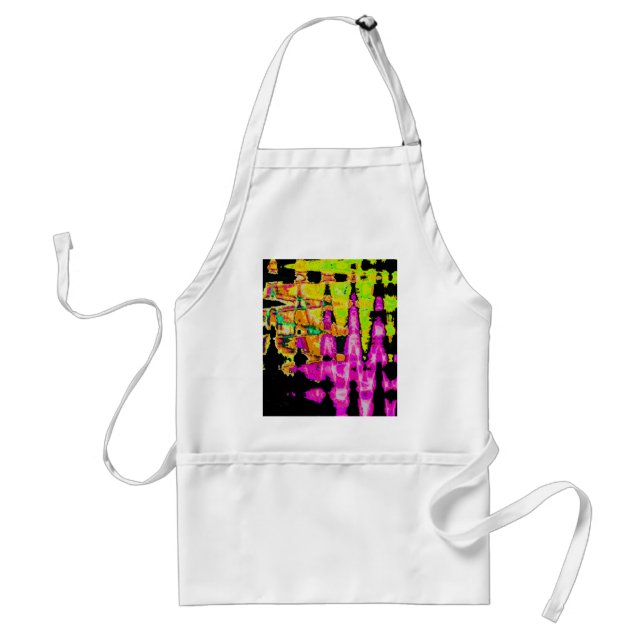 Neon Glitch Abstract Art Poster Print Adult Apron (Front)