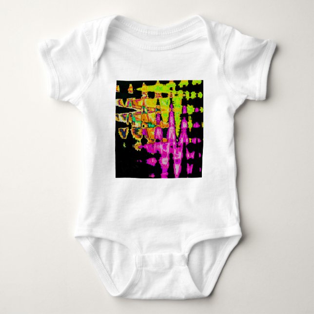 Neon Glitch Abstract Art Poster Print Baby Bodysuit (Front)