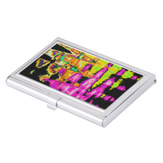 Neon Glitch Abstract Art Poster Print Business Card Holder