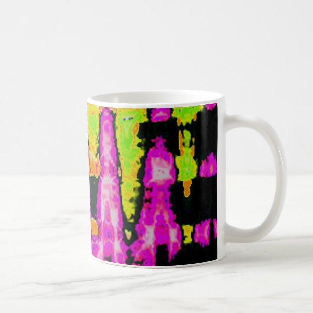 Neon Glitch Abstract Art Poster Print Coffee Mug (Right)