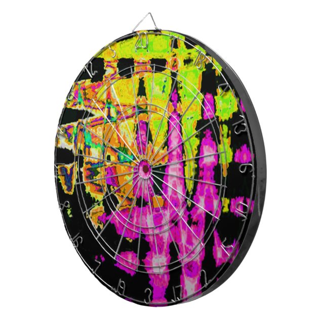Neon Glitch Abstract Art Poster Print Dartboard (Front Right)