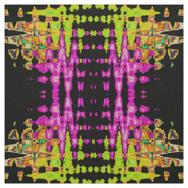 Neon Glitch Abstract Art Poster Print Fabric (Swatch)