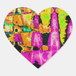 Neon Glitch Abstract Art Poster Print Heart Sticker
