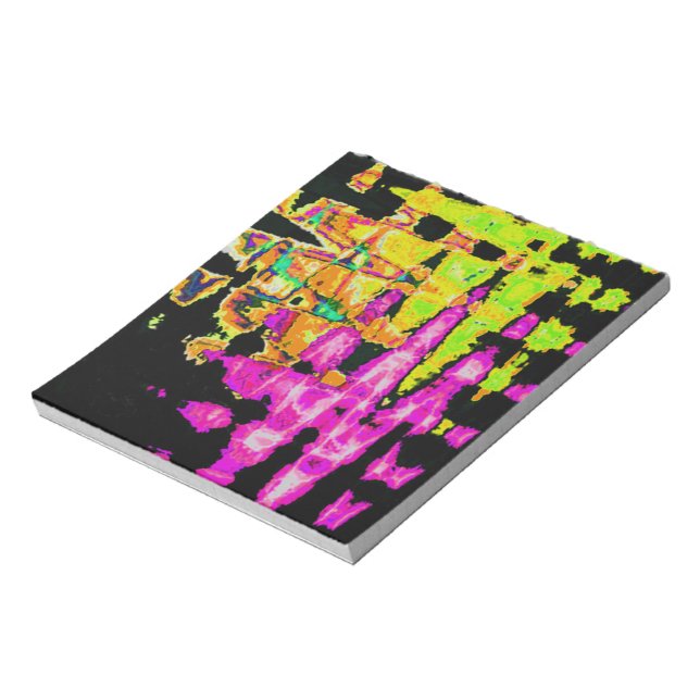 Neon Glitch Abstract Art Poster Print Notepad (Rotated)