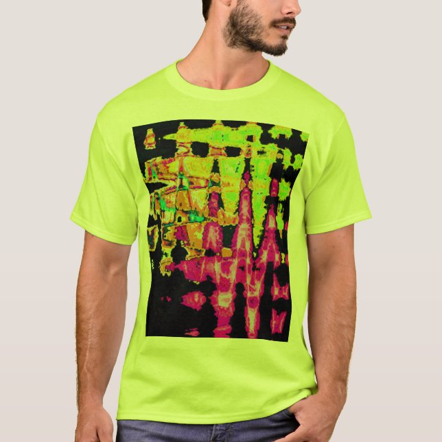 Neon Glitch Abstract Art Poster Print T-Shirt (Front)