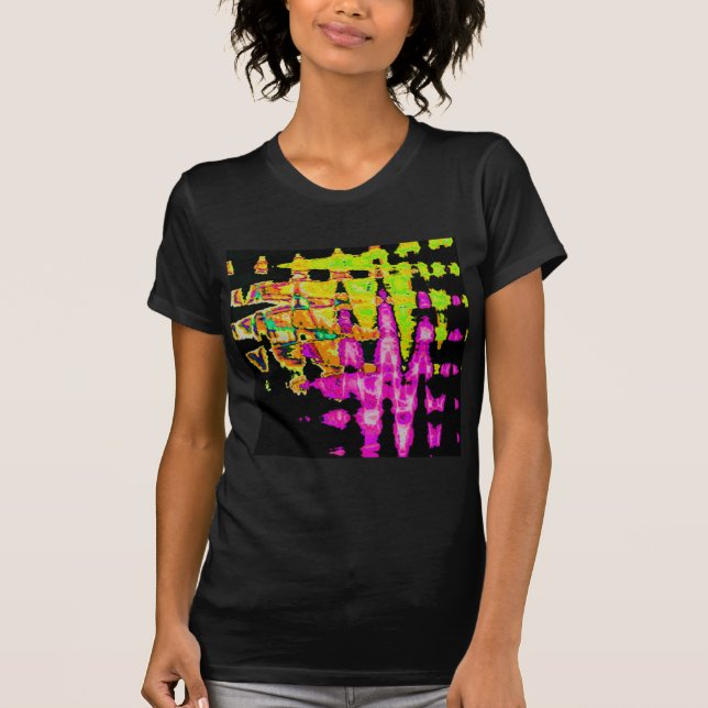Neon Glitch Abstract Art Poster Print T-Shirt (Front)