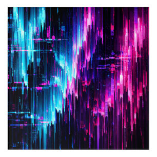 Neon Glitch Data Stream Abstract Acrylic Print