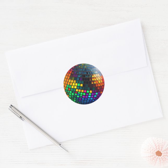 Neon Glitch Disco Ball Sticker (Envelope)