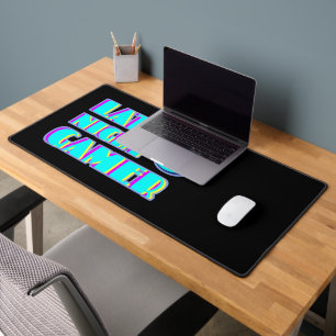 Neon Glitch Gamer Desk Mat Synthwave PC Setup