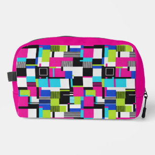 Neon Glitch Geometric Aesthetic Makeup Bag