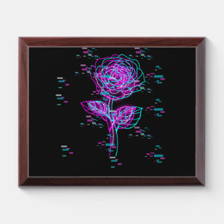 Neon Glitch Rose Design Award Plaque