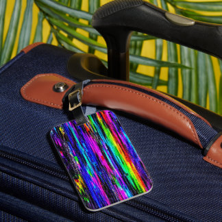 Neon Glitch Static Luggage Tag