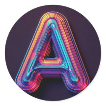 Neon Glow Alphabet Stickers – Letter A Vibrant 3D