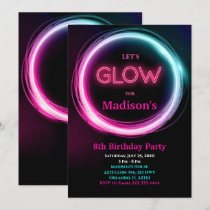 Neon Glow Birthday Invitation