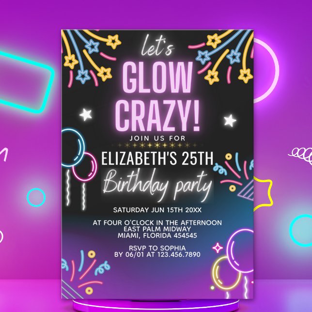 Neon Glow - Birthday Party Invitation (Creator Uploaded)