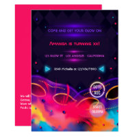 Neon Glow Birthday Party Invitation