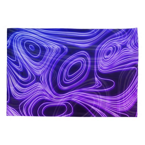 Neon Glow blue and purple Cyberpunk lines Pillow Case