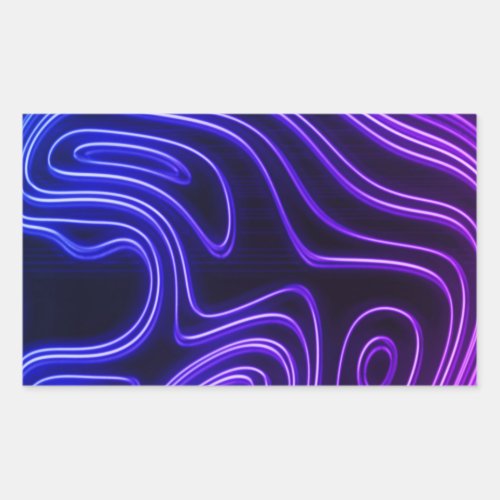 Neon Glow blue and purple Cyberpunk lines Rectangular Sticker