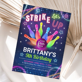 Neon Glow Bowling Birthday Invitation