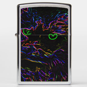 Neon Glow Cat Zippo Lighter