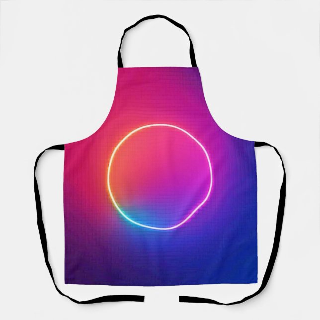 Neon Glow Circle Abstract Art Apron (Front)