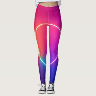 Neon Glow Circle Abstract Art Leggings