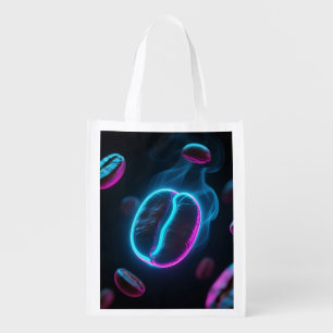 Neon Glow Coffee Bean Energy Grocery Bag