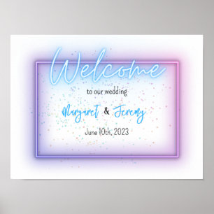 Neon Glow Cool Welcome Wedding Sign