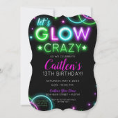 Neon Glow Crazy Girl Party Birthday Invitation (Front)
