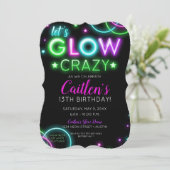 Neon Glow Crazy Girl Party Birthday Invitation (Standing Front)