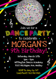 dance party invitations zazzle