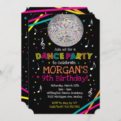 Neon Glow Dance Party Invitation