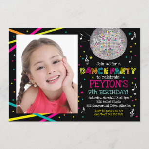 Neon Glow Dance Party - Photo Invitation