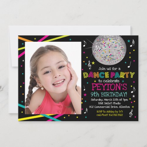 Neon Glow Dance Party _ Photo Invitation