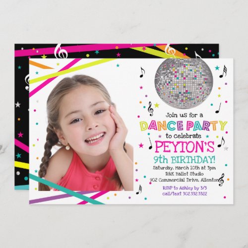 Neon Glow Dance Party _ Photo Invitation