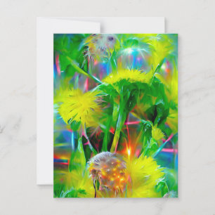 Neon Glow Dandelions in Dream Garden Postcard