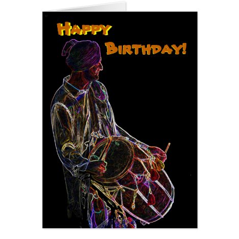 Neon Glow Dhol Drummer birthday card