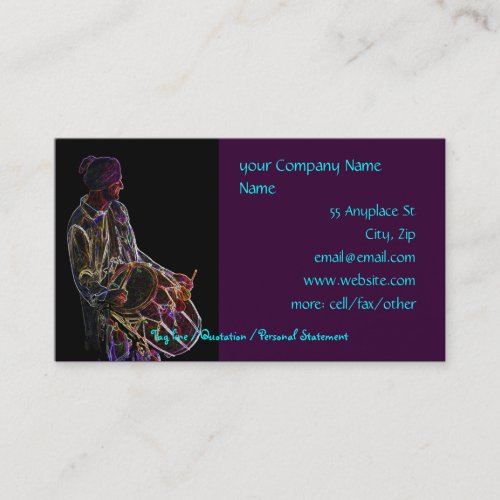 Neon Glow Dhol Drummer business card template